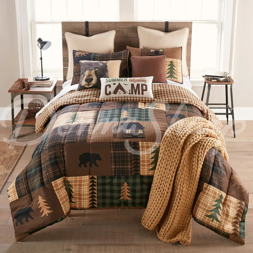 Donna Sharp Your Lifestyle Brown Bear Cabin 3Pc Comforter Set - Pillow Bedding