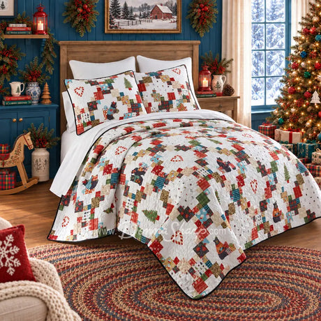Holiday Love 3pc Quilted Bedding Set - Holiday