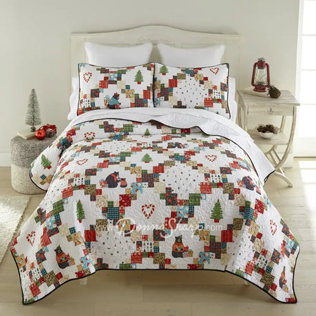 Holiday Love 3pc Quilted Microfiber Bedding Set Holiday
