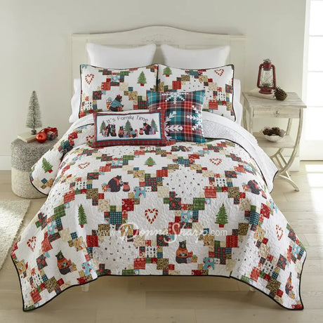 Holiday Love 3pc Quilted Microfiber Bedding Set King Set Holiday