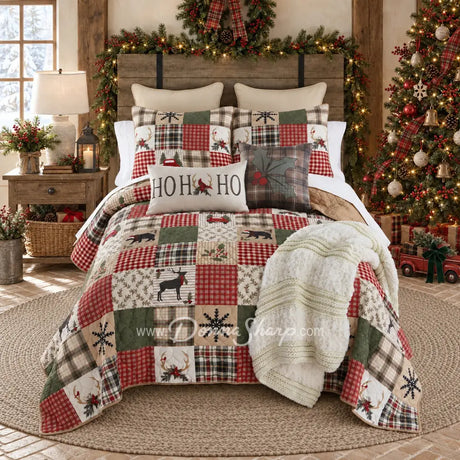Holly Forest Cotton Pieced Quilt Set - Holiday
