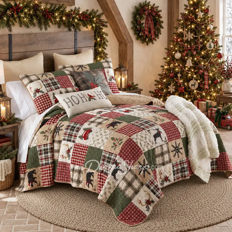 Holly Forest Cotton Pieced Quilt Set - Holiday