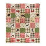 Holly Forest Cotton Pieced Quilt Set Throw blanket Holiday themed quilt squares