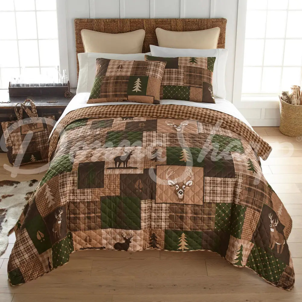 King Set Green Forest All Quilts