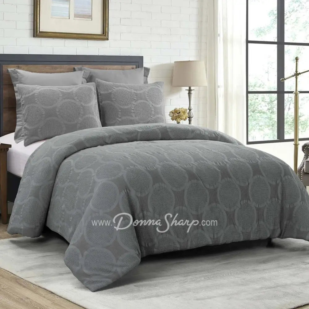 Leon Comforter Set Queen / Grey Bedding