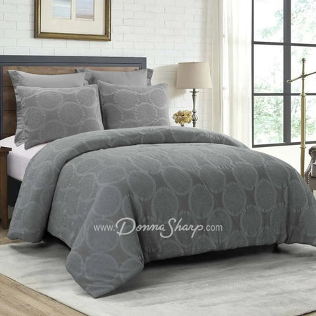 Leon Comforter Set Queen / Grey Bedding