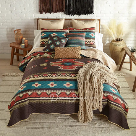 Mahogany Desert 3pc Quilted Bedding Set by Donna Sharp King Set, Quilt + 2 Shams New