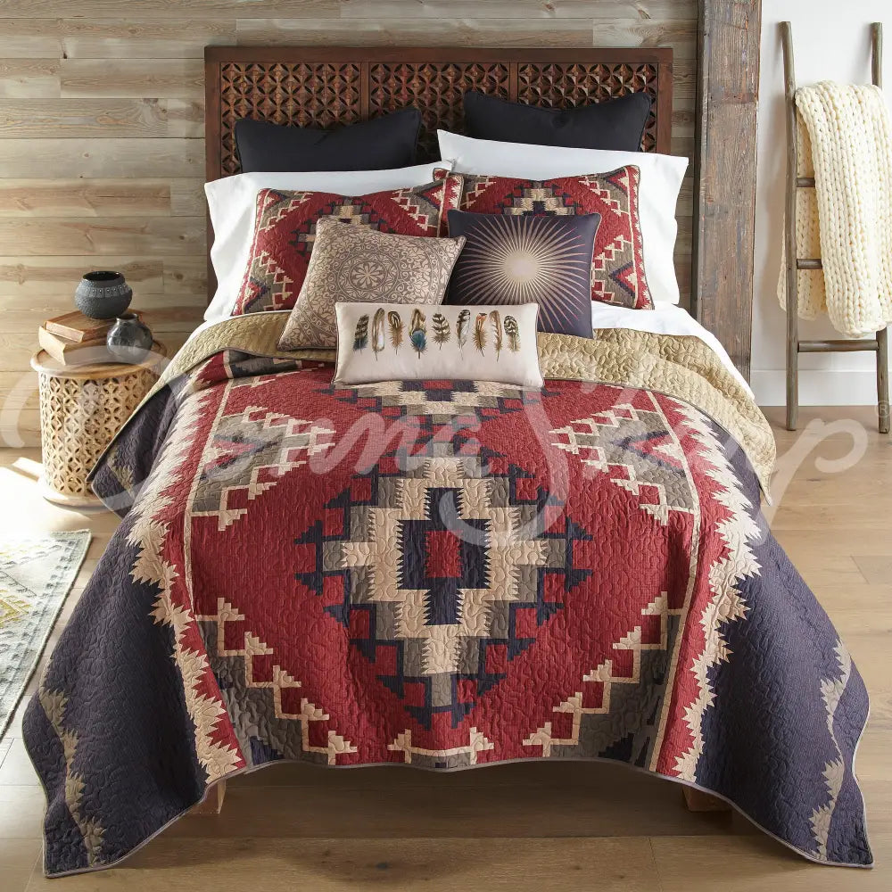 Mojave Red 3Pc Quilted Bedding Set From Donna Sharp