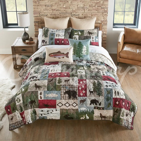 Montana Forest Quilted Bedding Set From Your Lifestyle By Donna Sharp New