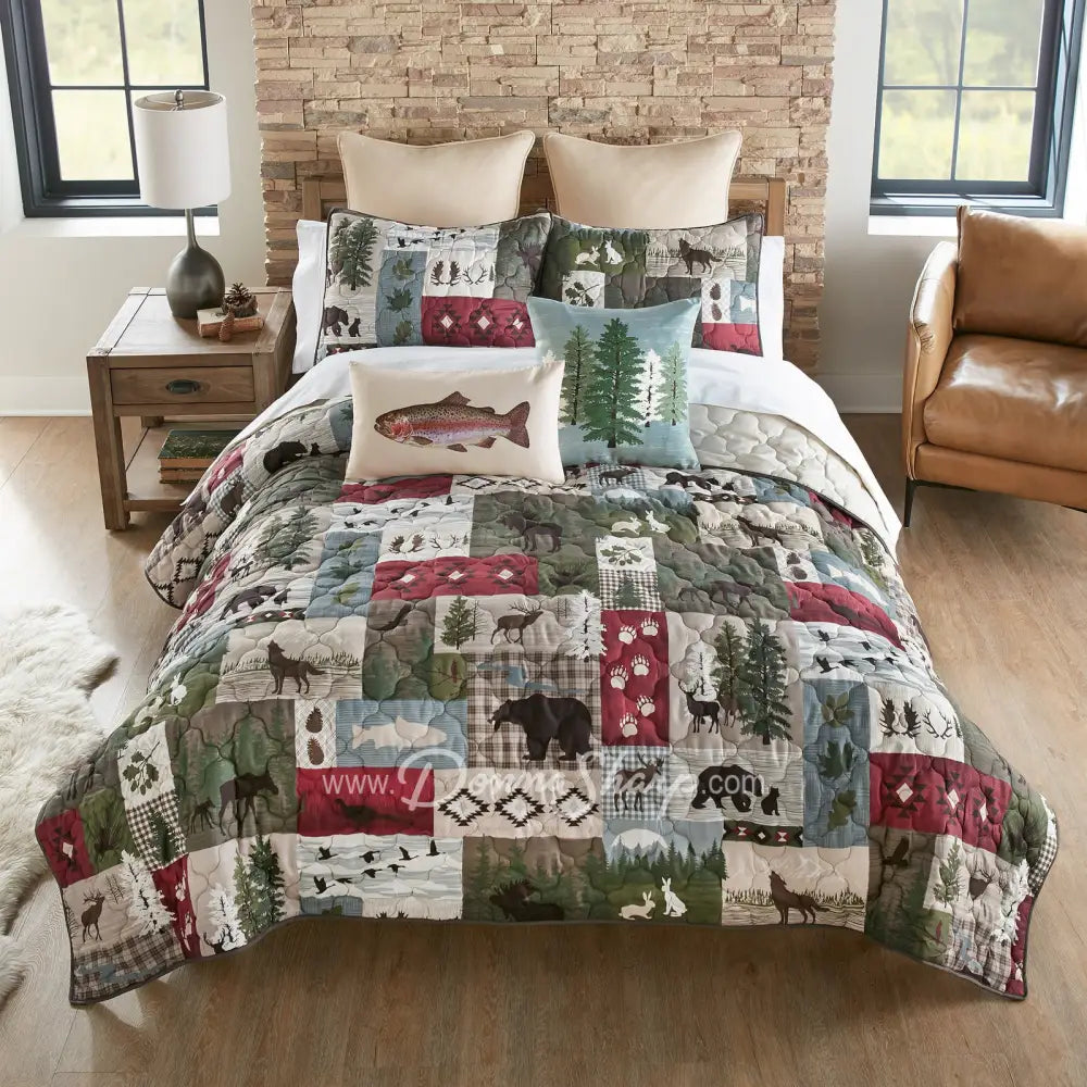 Montana Forest Quilted Bedding Set From Your Lifestyle By Donna Sharp New