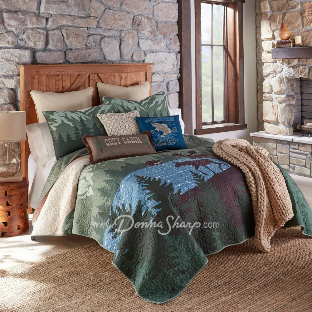 Moose Retreat 3Pc Quilted Bedding Set From Donna Sharp
