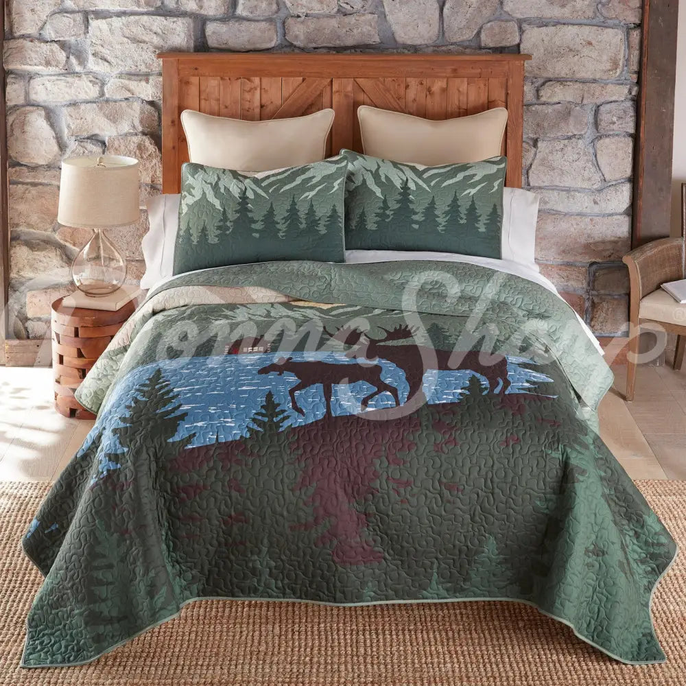 Moose Retreat 3Pc Quilted Bedding Set From Donna Sharp