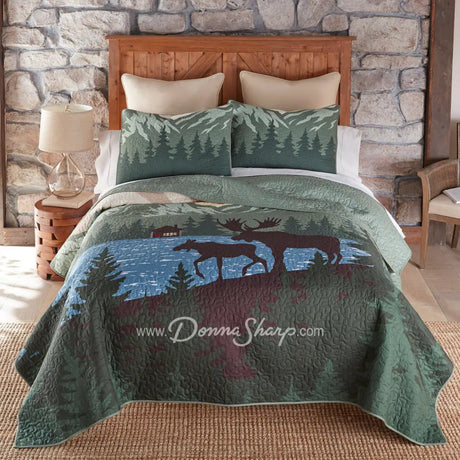 Moose Retreat 3Pc Quilted Bedding Set From Donna Sharp