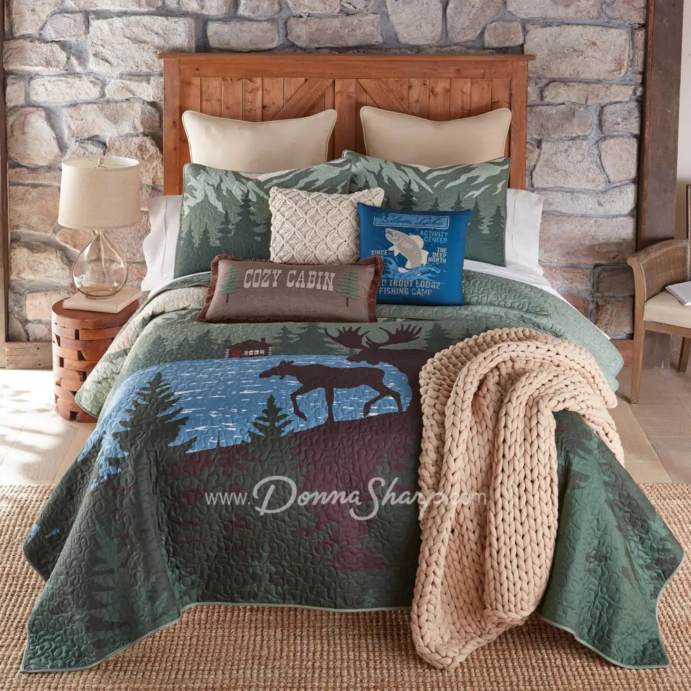 Moose Retreat 3Pc Quilted Bedding Set From Donna Sharp