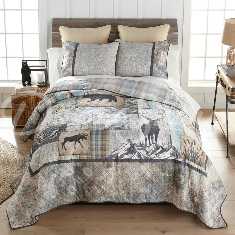 Natures Collage 3Pc Quilted Bedding Set From Your Lifestyle Queen Quilt + 2 Shams