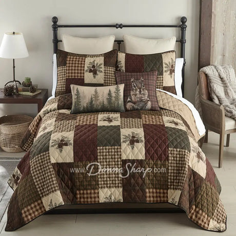 Pine Panels Microfiber Quilt Set
