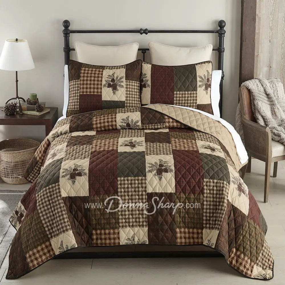 Pine Panels Microfiber Quilt Set King Quilt Set