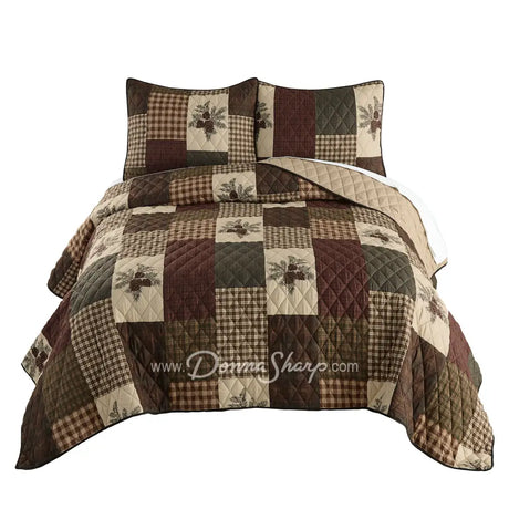 Pine Panels Microfiber Quilt Set