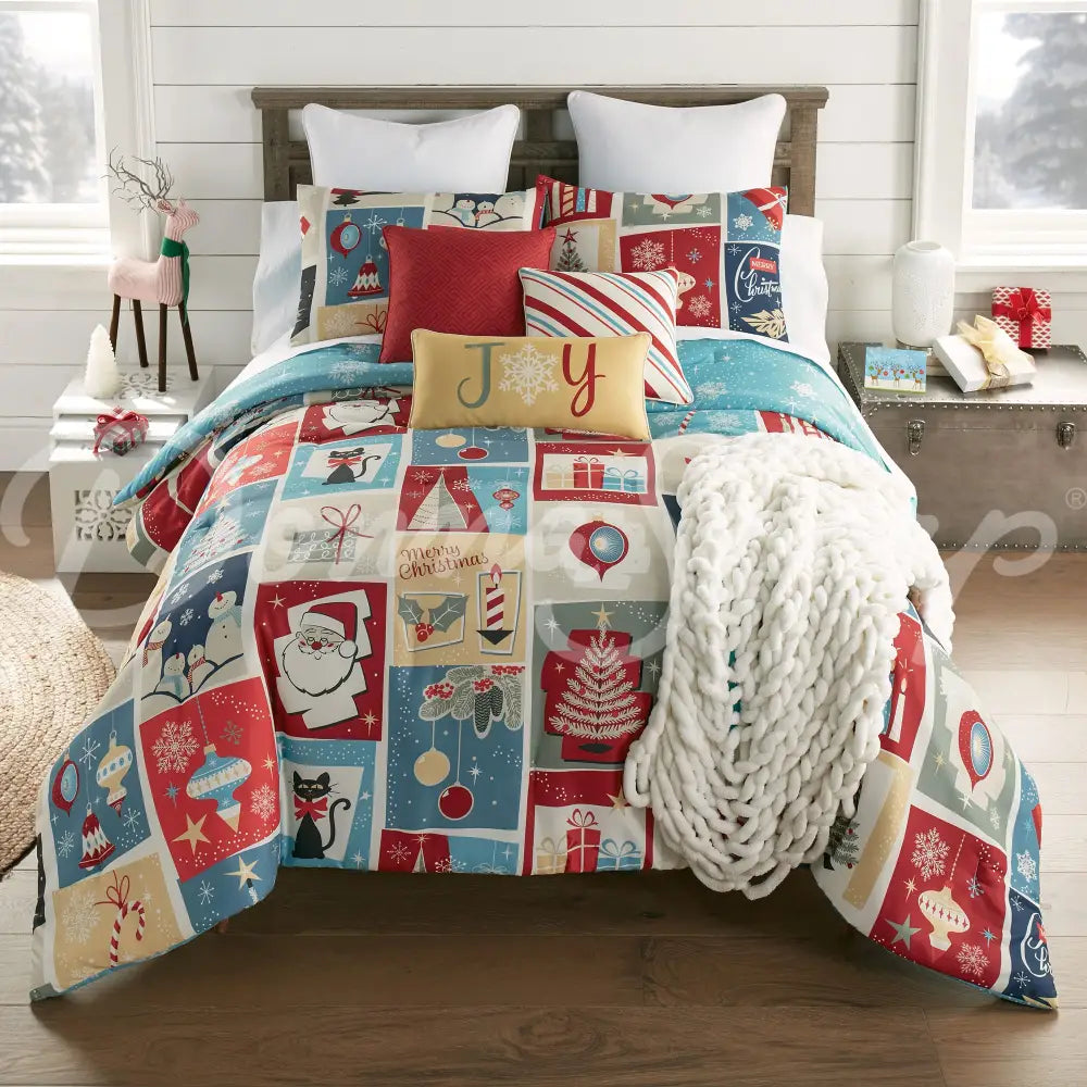 Retro Christmas Comforter Set Bedding