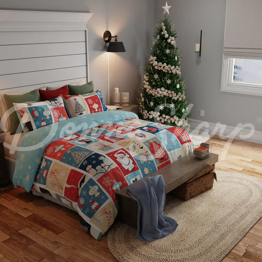 Retro Christmas Comforter Set Bedding