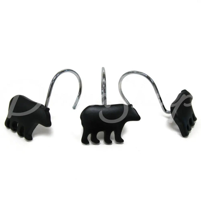 Shower Curtain Hook Black Bear (12Pc) Sale