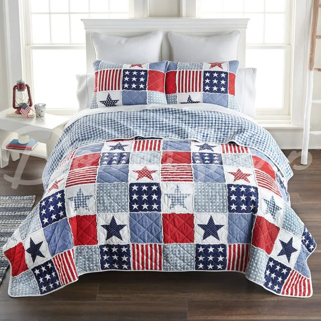 Star & Stripe 3Pc Cotton Quilt Set From Your Lifestyle By Donna Sharp Bedding