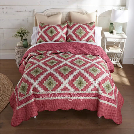 Sweet Melon 3Pc Quilted Bedding Set From Your Lifestyle