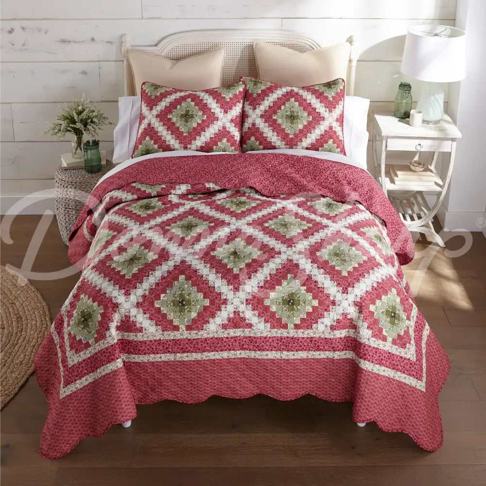 Sweet Melon 3Pc Quilted Bedding Set From Your Lifestyle