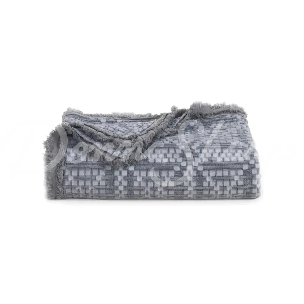 Throw Grid Oversized Grey Bedding