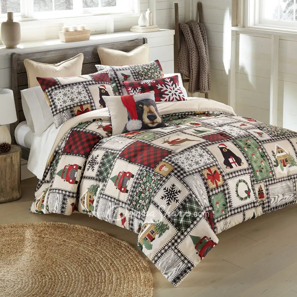Queen Comforter Set, Winter Cottage