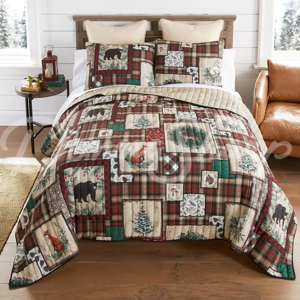 Woodland Holiday Lightweight Quilted Bedding Set From Your Lifestyle By Donna Sharp King Quilt + 2