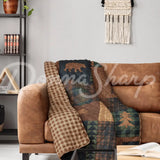 Your Lifestyle Brown Bear Cabin Quilted Bedding Set Throw