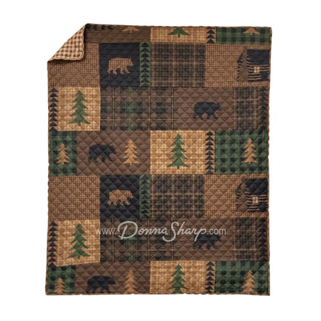 Your Lifestyle Brown Bear Cabin Quilted Bedding Set